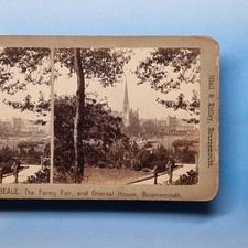 Bournemouth Stereoview 3D C1895 Real Photo Dorset Town Gardens & Church View