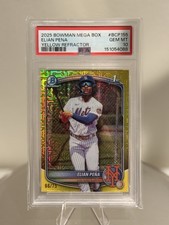 2025 Bowman Mega Box Prospects 66/75 Elian Pena #BCP-155 Yellow Refractor PSA 10