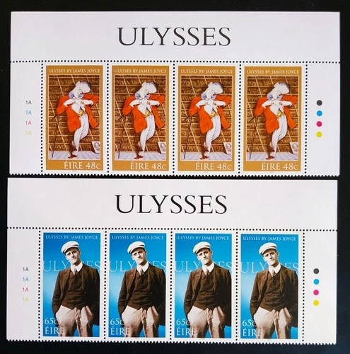IRELAND 2004 ULYSSES JAMES JOYCE SET BANNER HEADINGS PLATE 1A & T/L  MNH