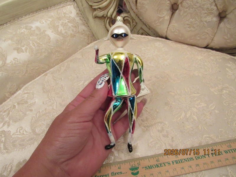 VTG Christopher Radko Christmas Ornament Dancing Harlequin Joker Clown