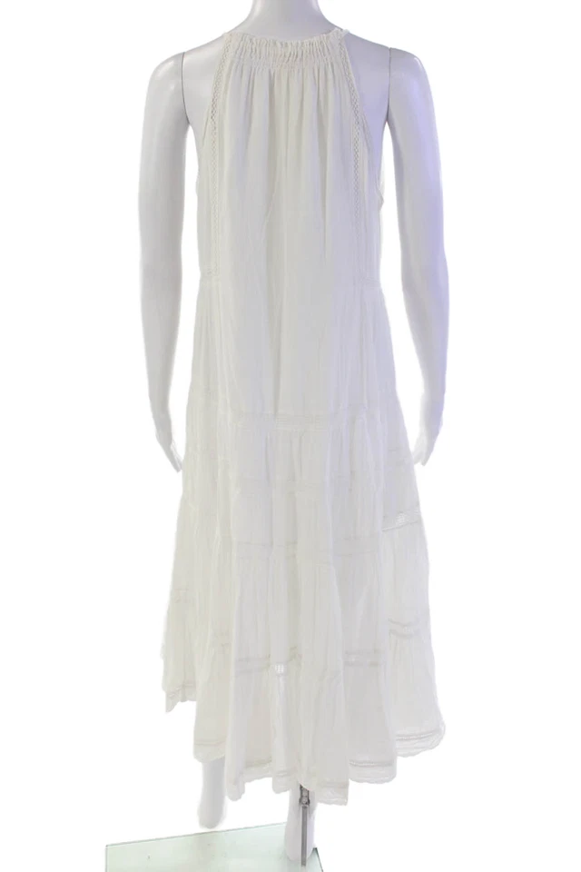 Vestido para mujer Rebecca Taylor cuello llave sin mangas blanco algodón talla 4 Foto 3 de 4