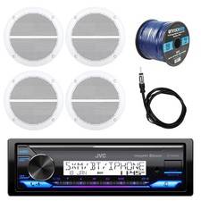 JVC Bluetooth Receiver, 4x 6.5" Speakers, Antenna, 50 Foot 16-Gauge Speaker Wire