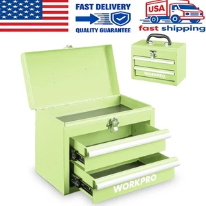 WORKPRO Mini Metal Tool Box Portable Tool Chest w/ 2 Drawers Lockable Latches