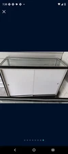 Black Aluminum Glass Counter Top Display Showcase with Locking Doors and Shelves