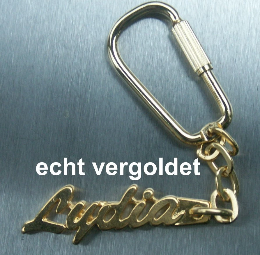HIERZEGGER Elegant Keychain Lydia Gold Plated Gold Name Keychain Christmas Gift