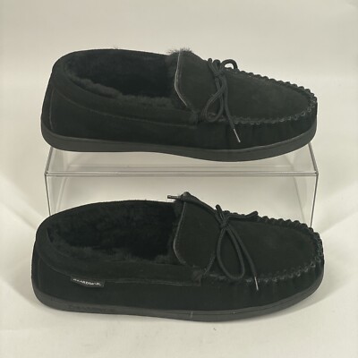 Bearpaw Moc II Men's Black Sheepskin Slip On Slipper 1295m Size 13