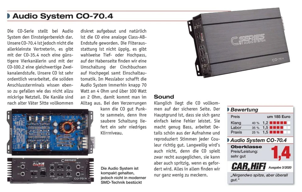 AUDIO SYSTEM 4 Kanal Endstufe CO 75.4 Verstärker 4 x 75W RMS LKW 24V Lastwagen - Bild 2 von 2