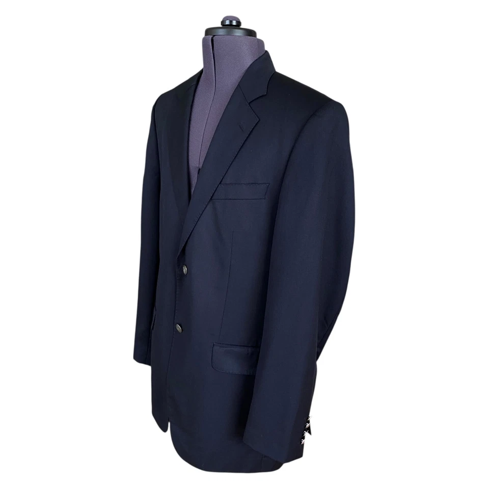Milano Uomo Blazer Jacket Navy Blue Loro Piana Super 140s Wool Men's EU102 UK42L - Image 2 of 4