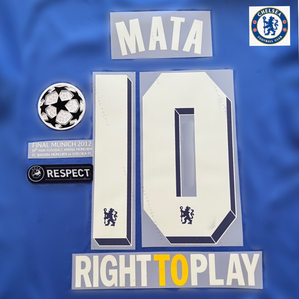 Chelsea MATA #10 Final Munich 2012 UCL name and number + patch +