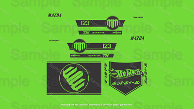Water Slide Decal for Hot wheels 1/64 for 'Mazda RX-3 'MAD_MIKE' SUPER BLK 001