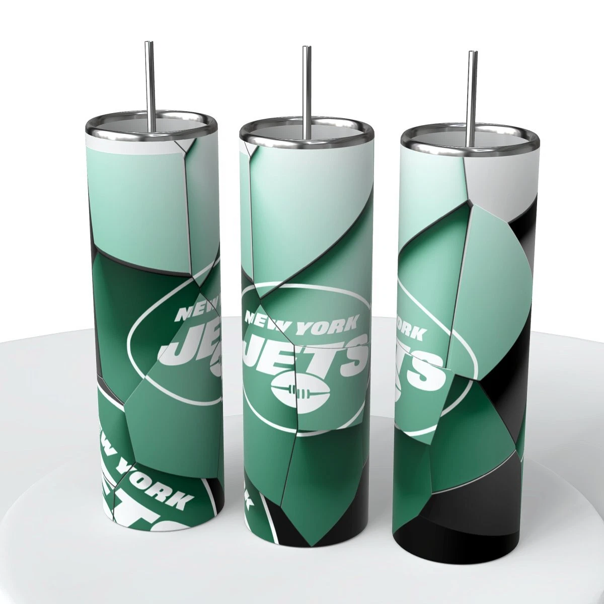 Abstract Blocks football Skinny Steel Tumbler with Straw, 20oz