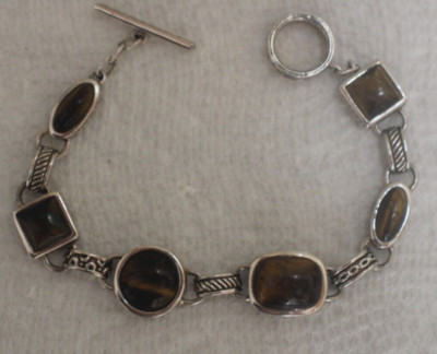 Exquisites Knebelarmband mit BÄRCHEN 925 und Auge Tiger Steine