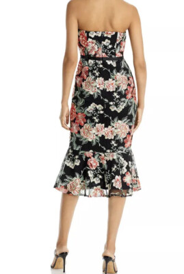 sam edelman embroidered strapless midi dress Sam Edelman Floral Sequin Strapless Midi Dress in Blue