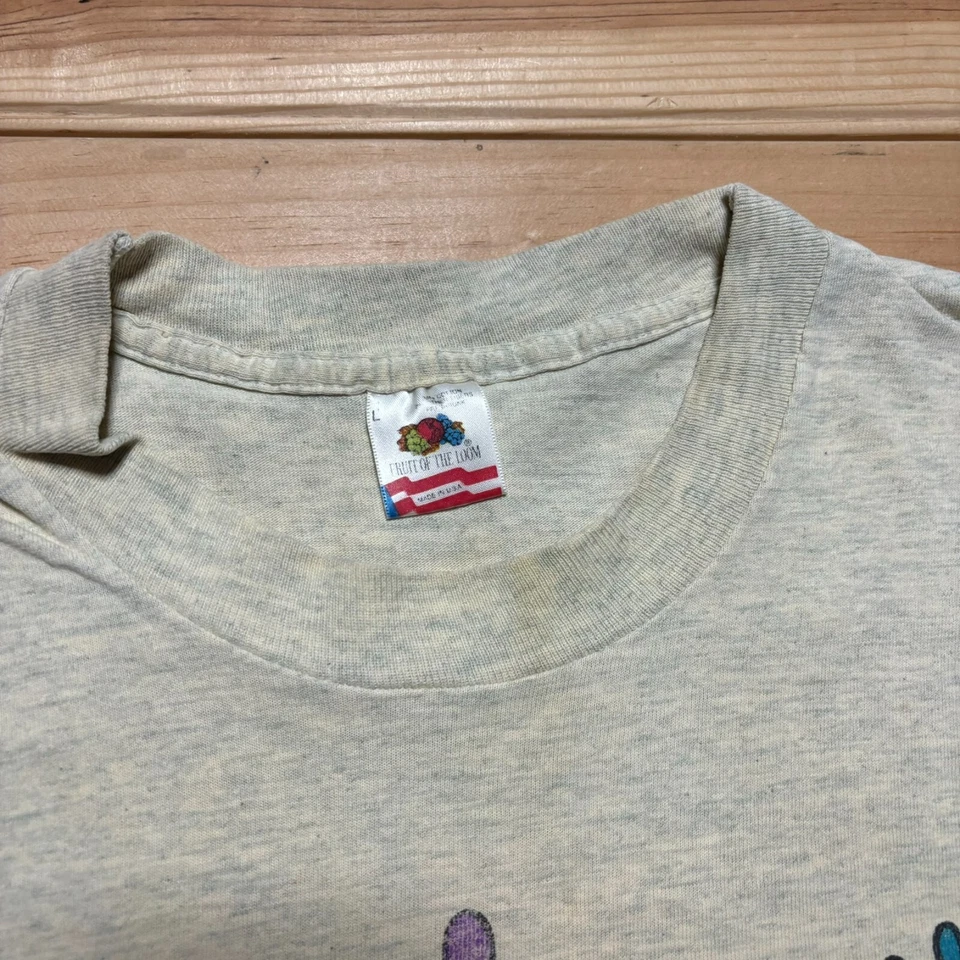 Vintage 90s USA Body Building Stock Pelican Lake Test Print AOP Shirt Size Large - Image 3 of 4