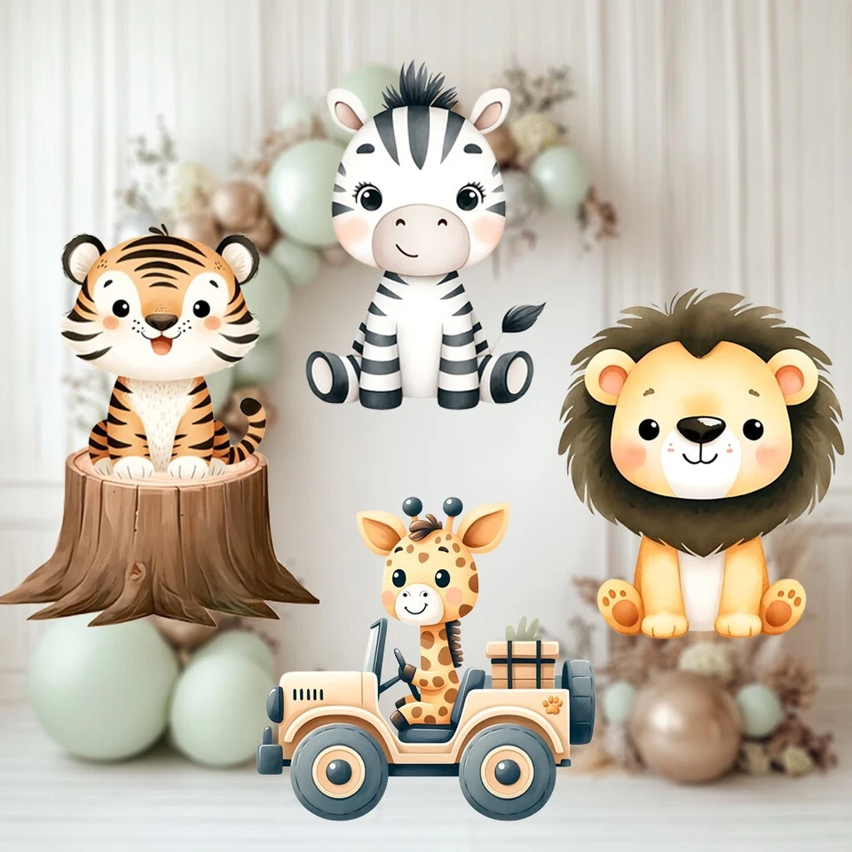 Accesorios para animales de safari, recorte de animales de la selva, salvaje, dos decoración salvaje, baby shower Foto 3 de 4