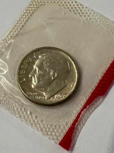 1960 D ROOSEVELT DIME BU  90% SILVER IN CELLO