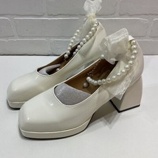 NEW - Beautiful Bridal Faux Pearl Chunky Heeled Shoes size 9-10