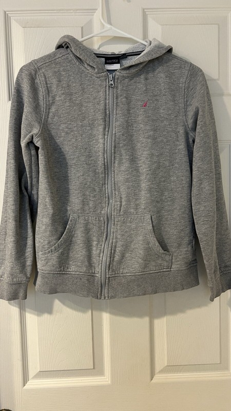 Nautica Big Girls Full Zip Grey Lightweight Hoodie Jacket w/Pockets XL (16)