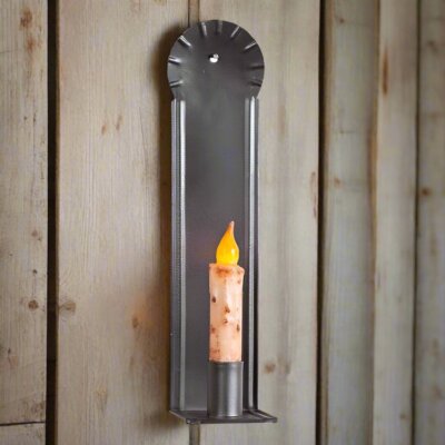 Primitive Colonial Black Tin Mary s Wall Sconce - Taper Candle Holder