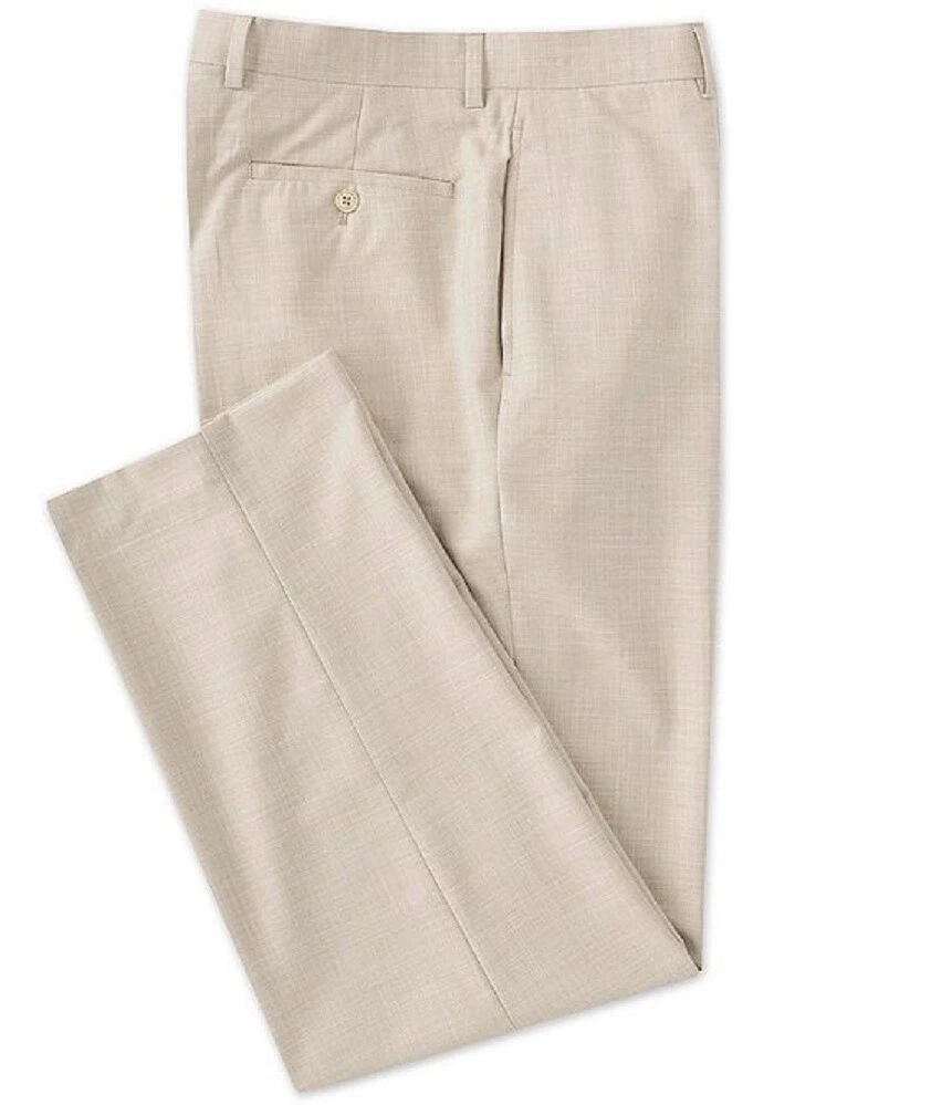 Ralph Lauren Men Relaxed Fit Flat-Front Sharkskin Dress Pants, Light Brown 38/34