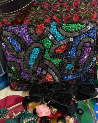 Vintage Sequin And Beaded  Bag Sexy Evening Shoul… - image 1