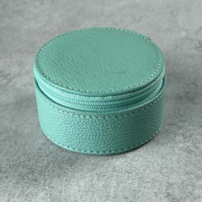 Tiffany Jewelry Box Pouch Ring Case Leather Accessory Blue With