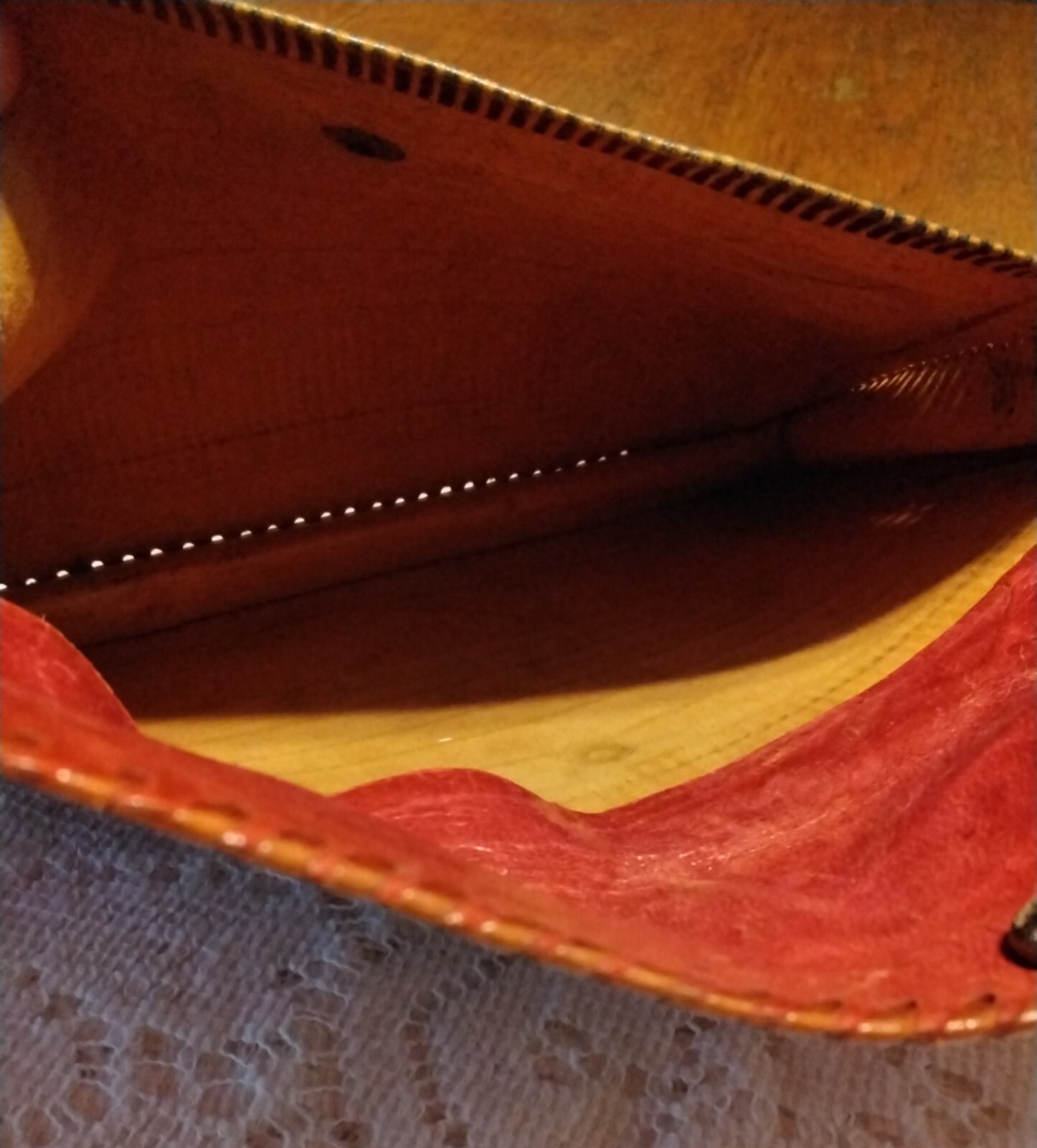 Kane M Small Hand Tooled Leather Multicolored Clu… - image 9