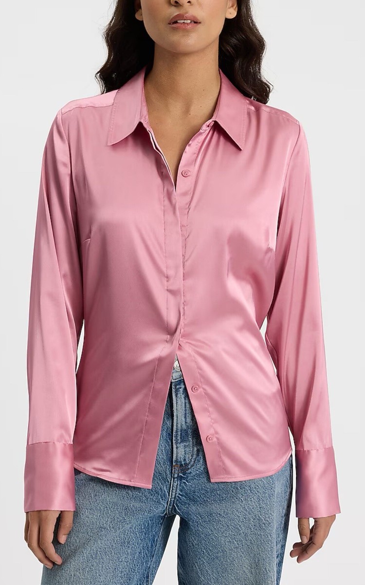 pink satin button up