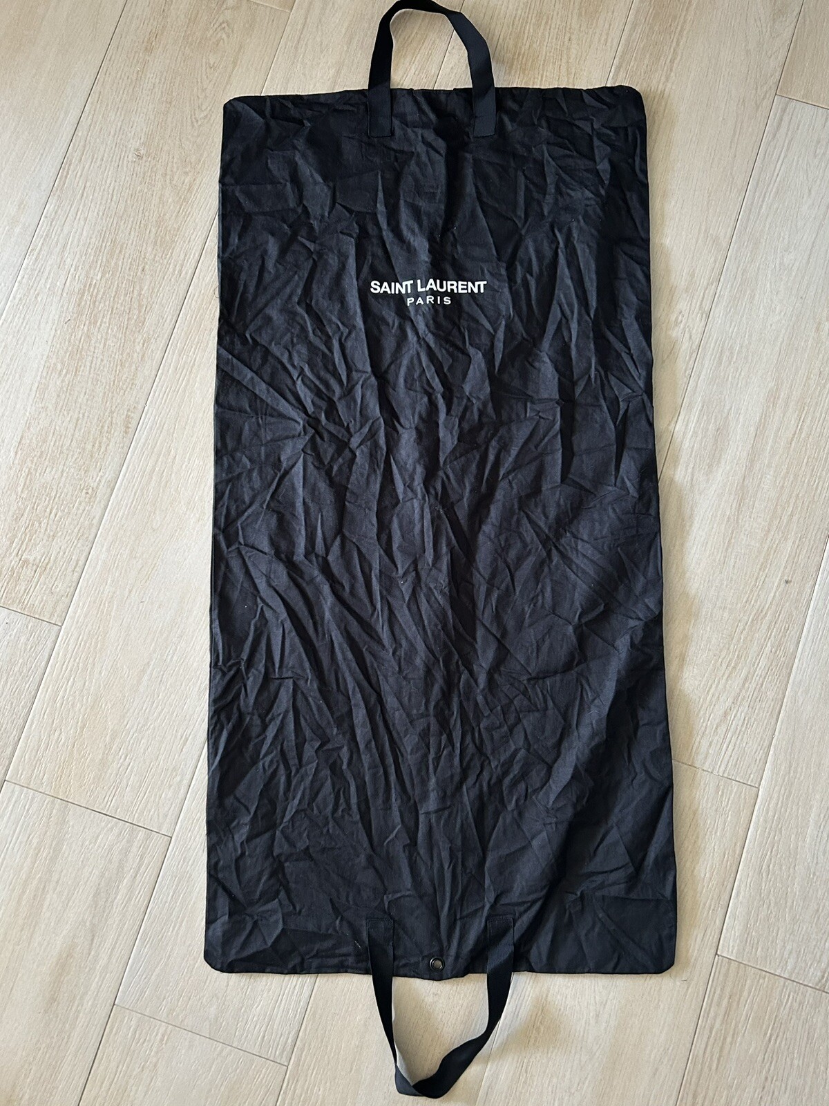 Saint Laurent Paris Borsa per indumenti in cotone nero di alta qualità 44” x 23”