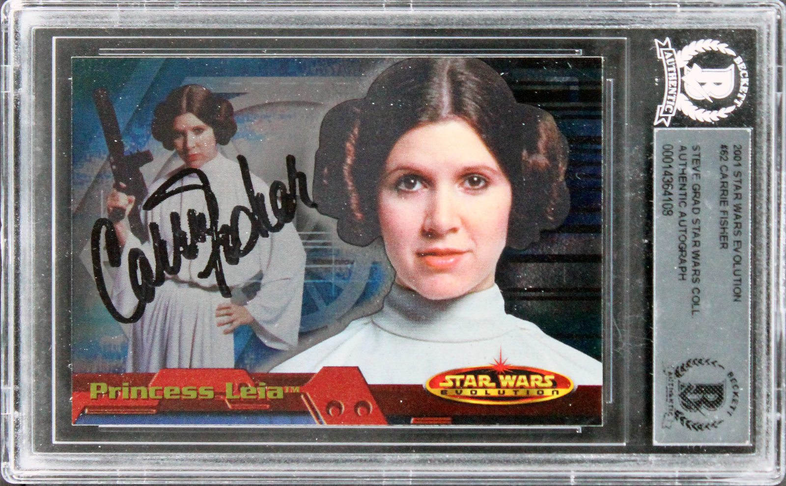 Carrie Fisher Star Wars Signed 2001 Star Wars Evolution #62 Card BAS Slabbed 