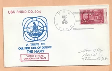 U.S.S  RHIND DEC 31,1945 FIRST LINE DEFENSE  NAVAL COVER