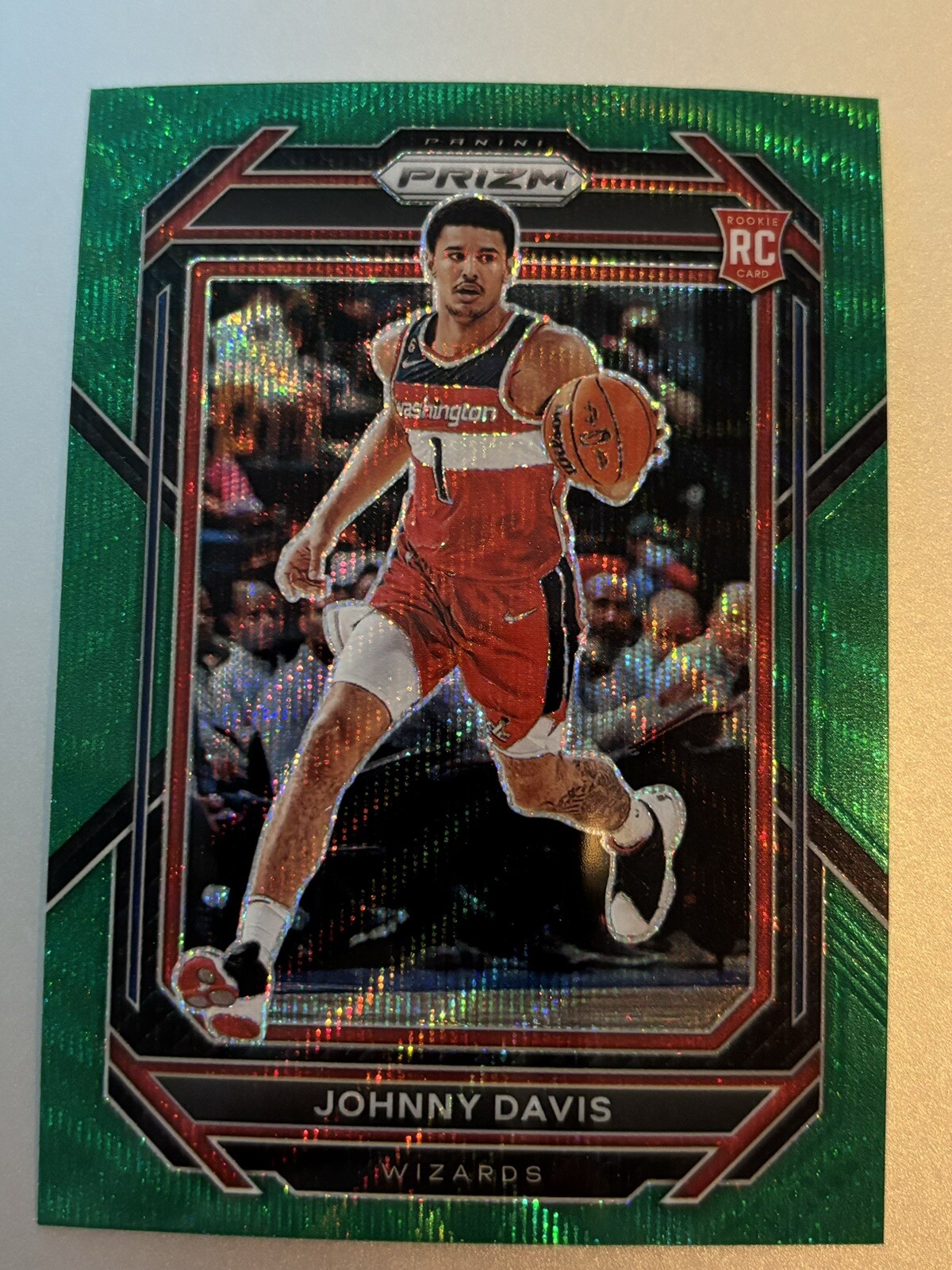 2022-23 Panini Prizm GREEN WAVE Johnny Davis ROOKIE Holo Washington Wizards #231