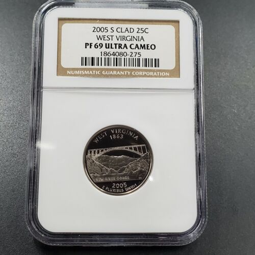 2005 S Complete 5 Coin Clad Proof Quarter Set NGC Graded PF69 UCAM Brown Label - Picture 3 of 7