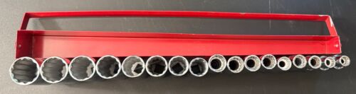 VINTAGE WRIGHT TOOL 1/2” METRIC DEEP 17pc SOCKET SET 12pt 9mm - 26mm NOS (READ) - Picture 4 of 24