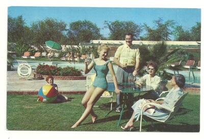 Texas El Paso Del Camino Motor Hotel Beach Ball Vintage View Postcard TX