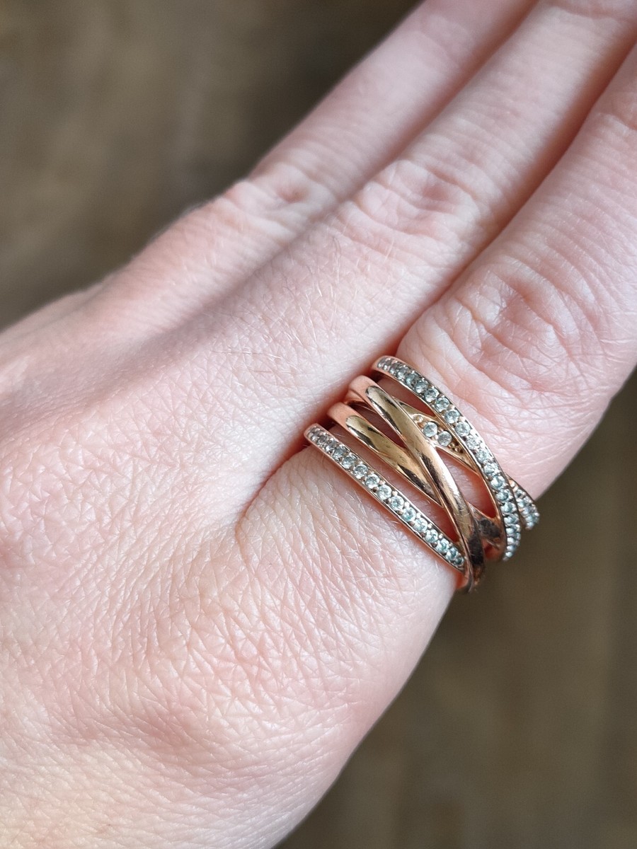 Pandora Rose Gold Plated Sparkling And Polished Lines Ring Pandora