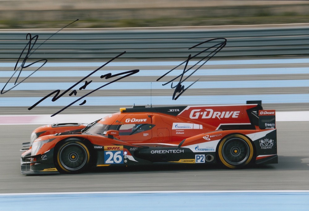 Rusinov Berthon Rast Autographed G-Drive Nissan 12x8 Photo 2016 Le Mans WEC