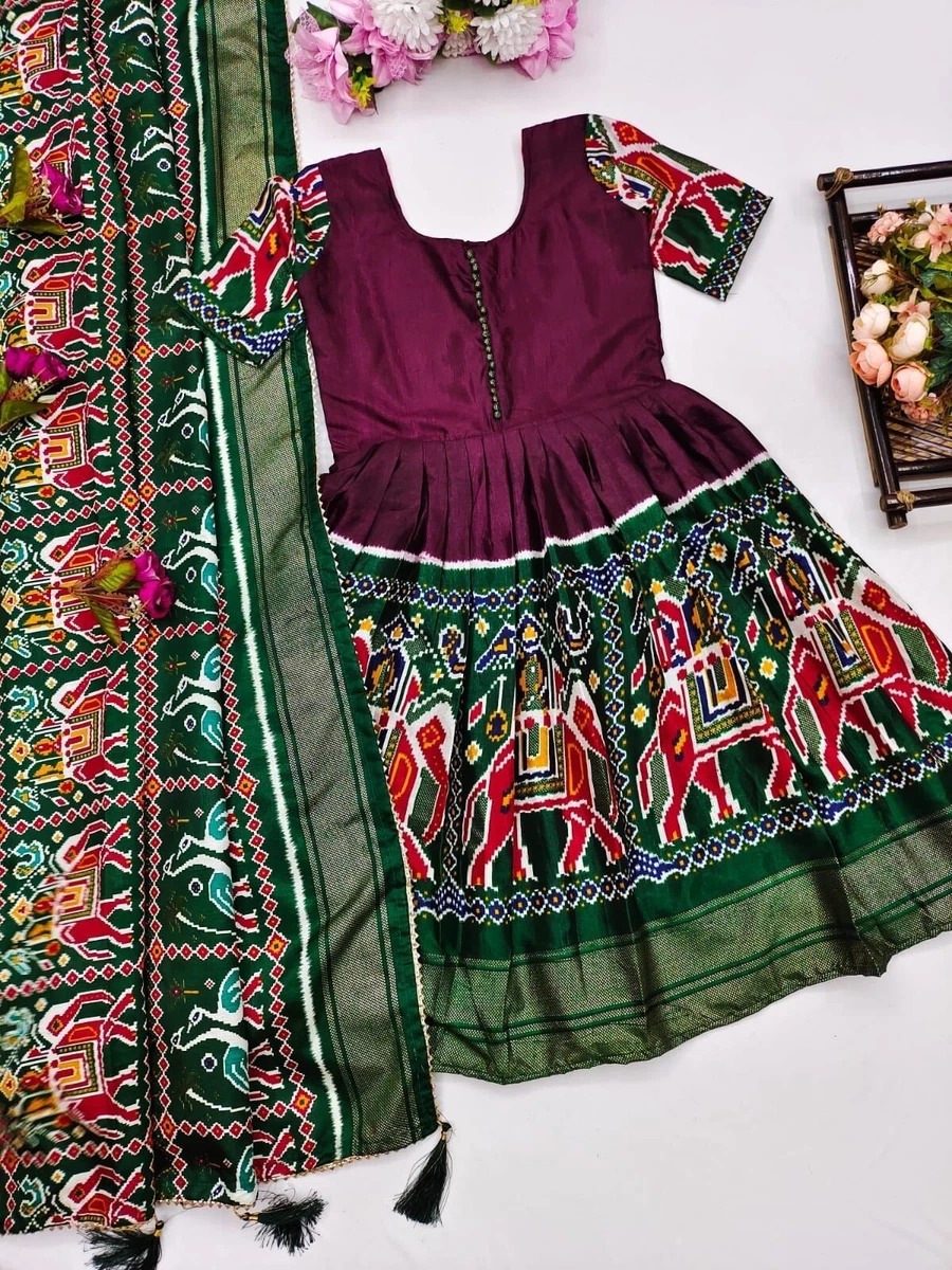 Green Art Silk Kids Girls Indo Western KDGIWBS02308893RTW