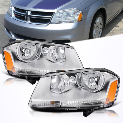 DOT Certified Headlights Pair Of Black Headlights For 2008-2014 Dodge Avenger RT - Left & Right Set (Halogen, Bulbs Not Included) Conjunto De Faros Delanteros - Foto 6