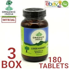 ORGANIC INDIA  Liver Kidney Exp.2027 OFFICIAL USA 3 BOX 180 Capsules Care Health