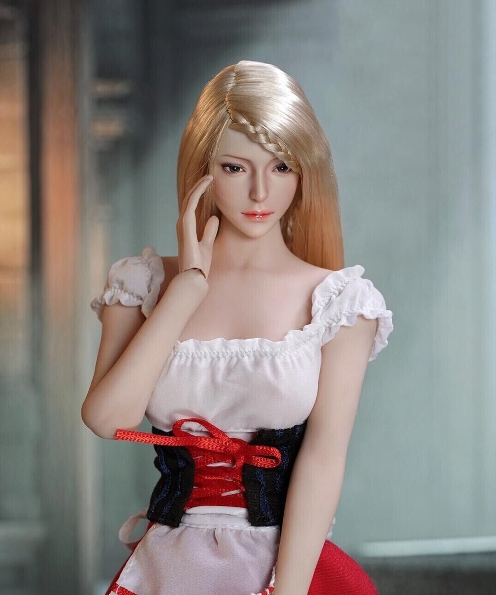 1/6 Female Head Sculpt Golden Hair for Hot toys Phicen 12