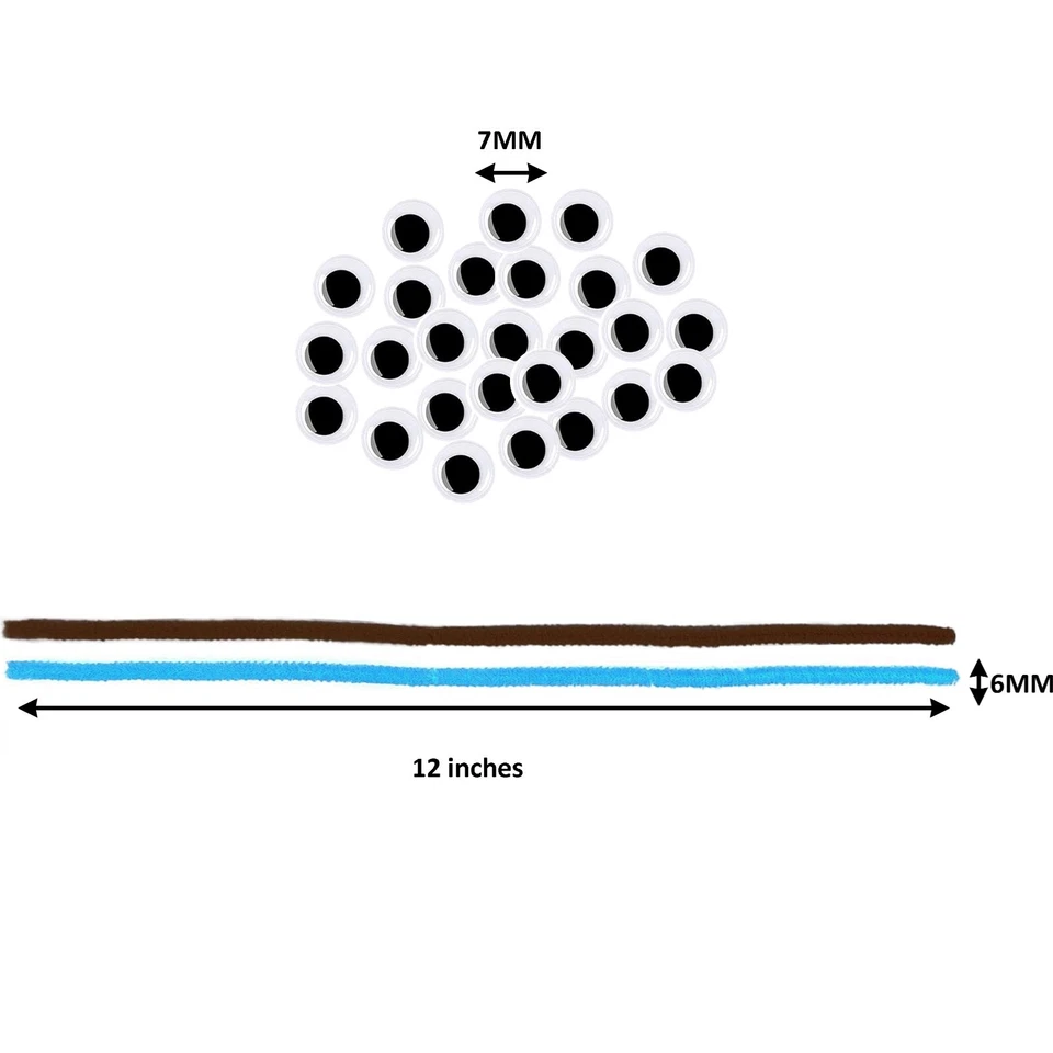 300pcs Pipe Cleaners Crafts Chenille Stems Reindeer Color 100pcs Googly Eyes - Image 2 of 4