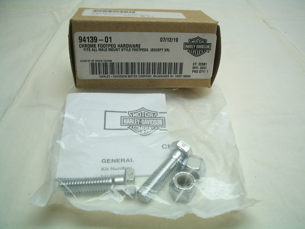 Chrome Footpeg Hardware 94139-01 Harley Models with Male