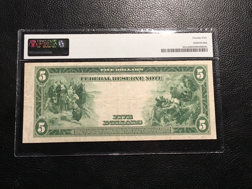 5.00 1914 FRNote NY fr.851-C PMG 25 VF better type lists 275.00 BNReporter - Image 3 of 3