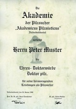 Urkunde Diplom Ehren Doktor Titel Pilzsucher Pilz Schwammerl Pilze