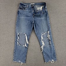 Forever 21 Women's Jeans Sz 28 Retro Distressed Destroyed Raw Hem Crop Current