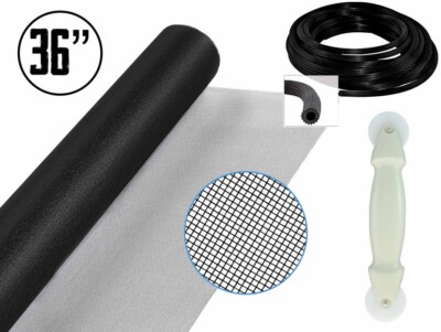 Click to expand All-in-One Screen Repair Kit - 36'' x 84'' Charcoal Black Fiber