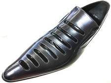 Chelsy Unusual Leather Men's Shoes Gray Black Anthracite Designer Slipper 41