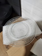 6 Vintage 10 Inch Large Plate Round Clear Glass Plate, Vintage Embossed