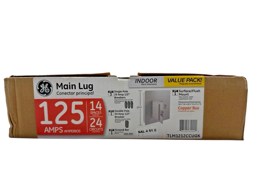 GE 125 Amp 14 Spc 24 Cct Main Lug Indoor Load Center Value Kit TLM1212CCUGK (OB2 - Image 2 of 4